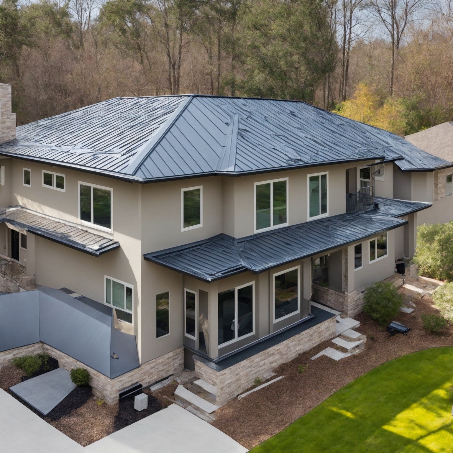 Residential property exterior with roof needing maintenance